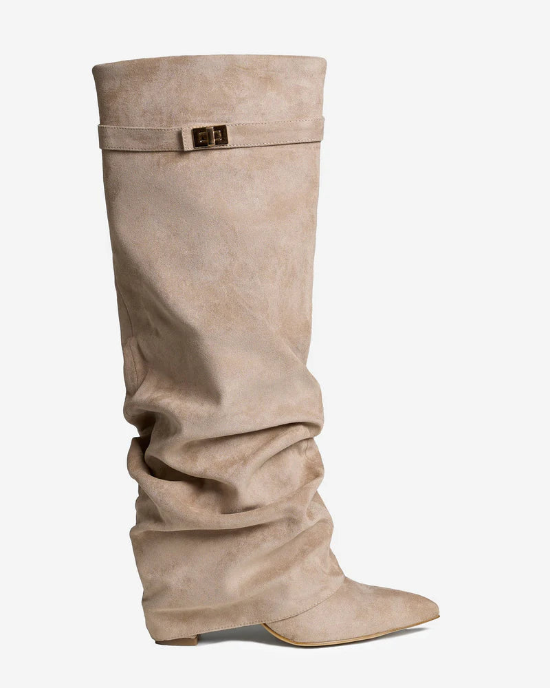 Sloushy Boots – Suede Boots with Choosable Heel (4 cm or 8 cm)