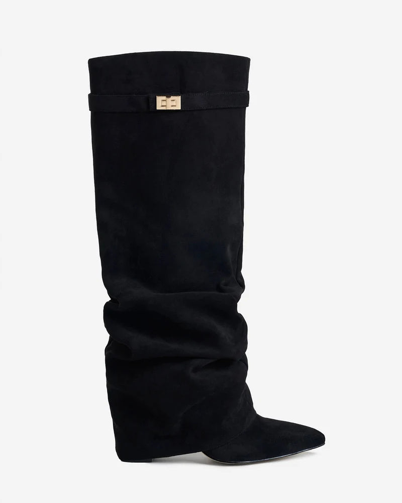 Sloushy Boots – Suede Boots with Choosable Heel (4 cm or 8 cm)