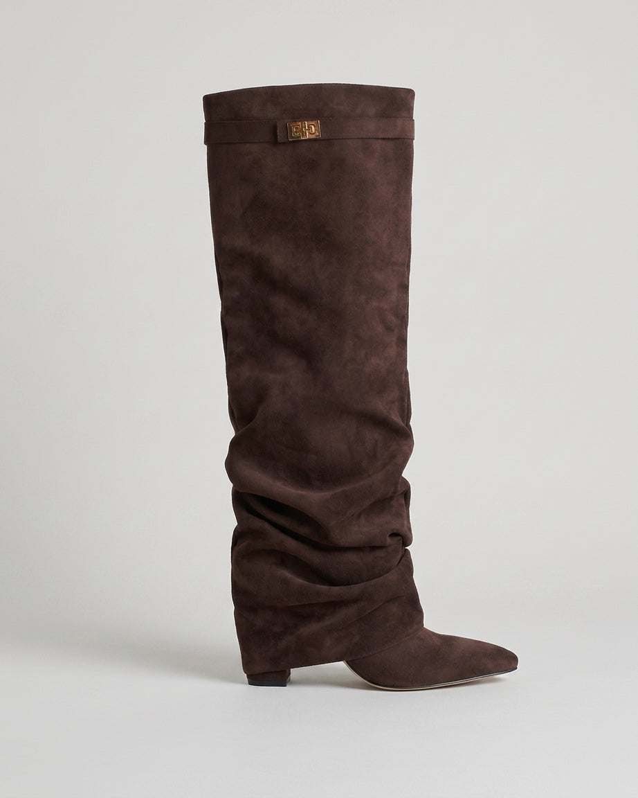 Sloushy Boots – Suede Boots with Choosable Heel (4 cm or 8 cm)